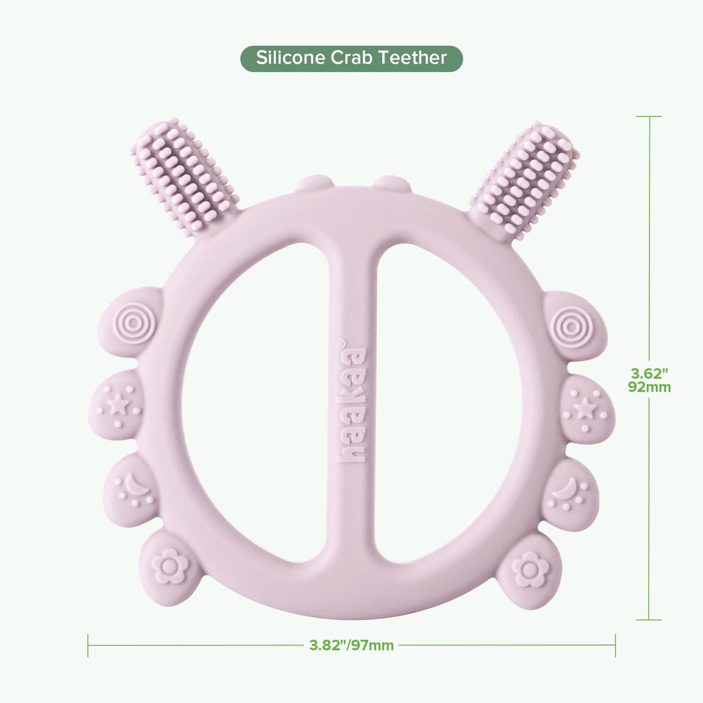 Haakaa Silicone Crab Baby Teether,Baby Toys,360Baby Toothbrush Head for Infant Self-Brushing Training,Food-Grade Silicone,Lavend