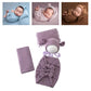Vemonllas Newborn Baby Boy Girl Photography Props Bow Wrap, Posing Aid, Hat And Blanket Set Of 4 Pcs (Dark Purple)