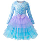 VASCHY Mermaid Tulle Tutu Dress for Girls,Cute Autumn Spring Long-Sleeve Birthday Wedding Party Halloween Costume Dress up Outfi