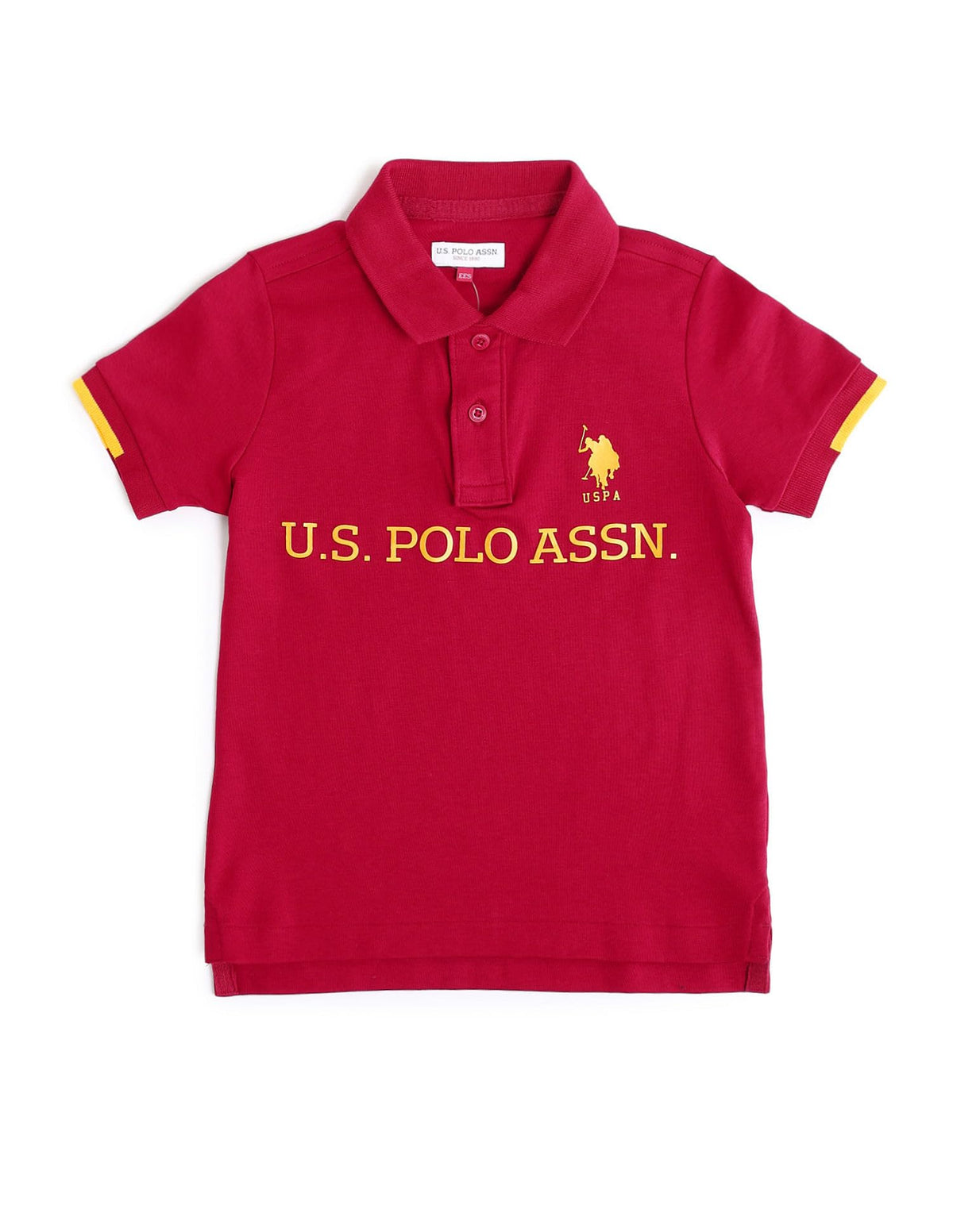 Uspa Kids BoyS Red Letter Print Collared Neck Half Sleeve Casual Cotton Regular Fit TShirts (Uktsh1337_Red_12 Months)