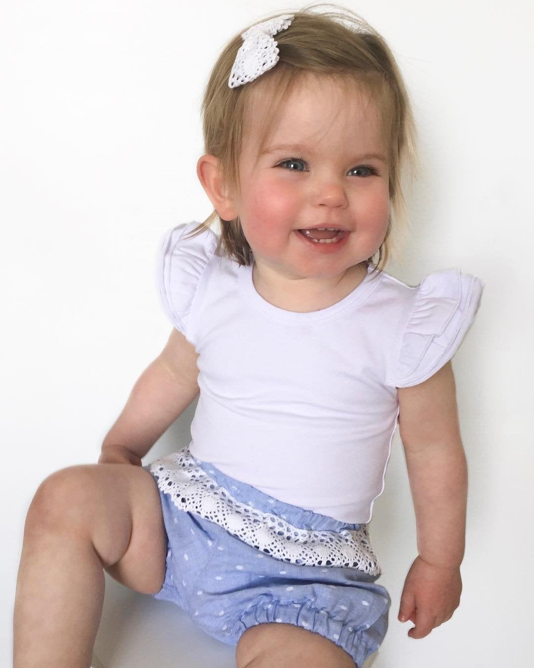 Infant Baby Girl Basic Ruffle Short Sleeve Cotton Romper Bodysuit Tops Clothes (White, 0-3 Months)