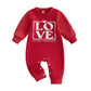 Ledy Champswiin Baby Valentine Clothes Cute Newborn Boy Girl Onesie Long Sleeve Romper Jumpsuit Infant One Piece Outfit (Red Emb