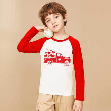 Ddsol Toddler Boys Girls Valentine'S Day T-Shirt Truck Loads Of Love Heart Long Sleeve Tees Kids Boys Tops 5T