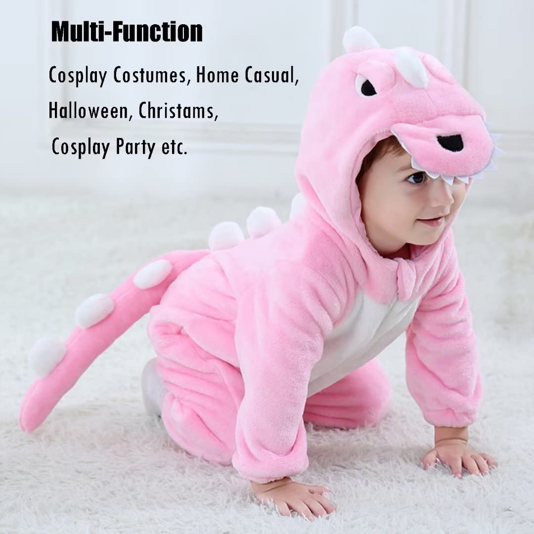 Baby Pink Dinosaur Costumes Unisex Toddler Outfit Halloween Dress Up Romper 24-30 Months