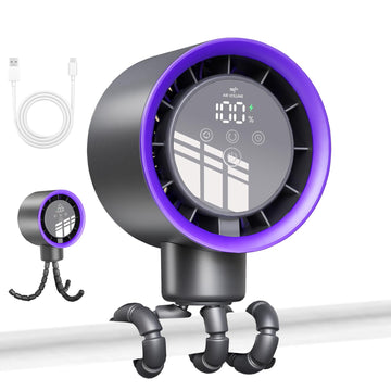 Kwazucchino Stroller Fan with Auto Oscillation & 100 Speed Settings, 15m Airflow, 16C Cooling Tech, 10 Hours Runtime, Touch Scre