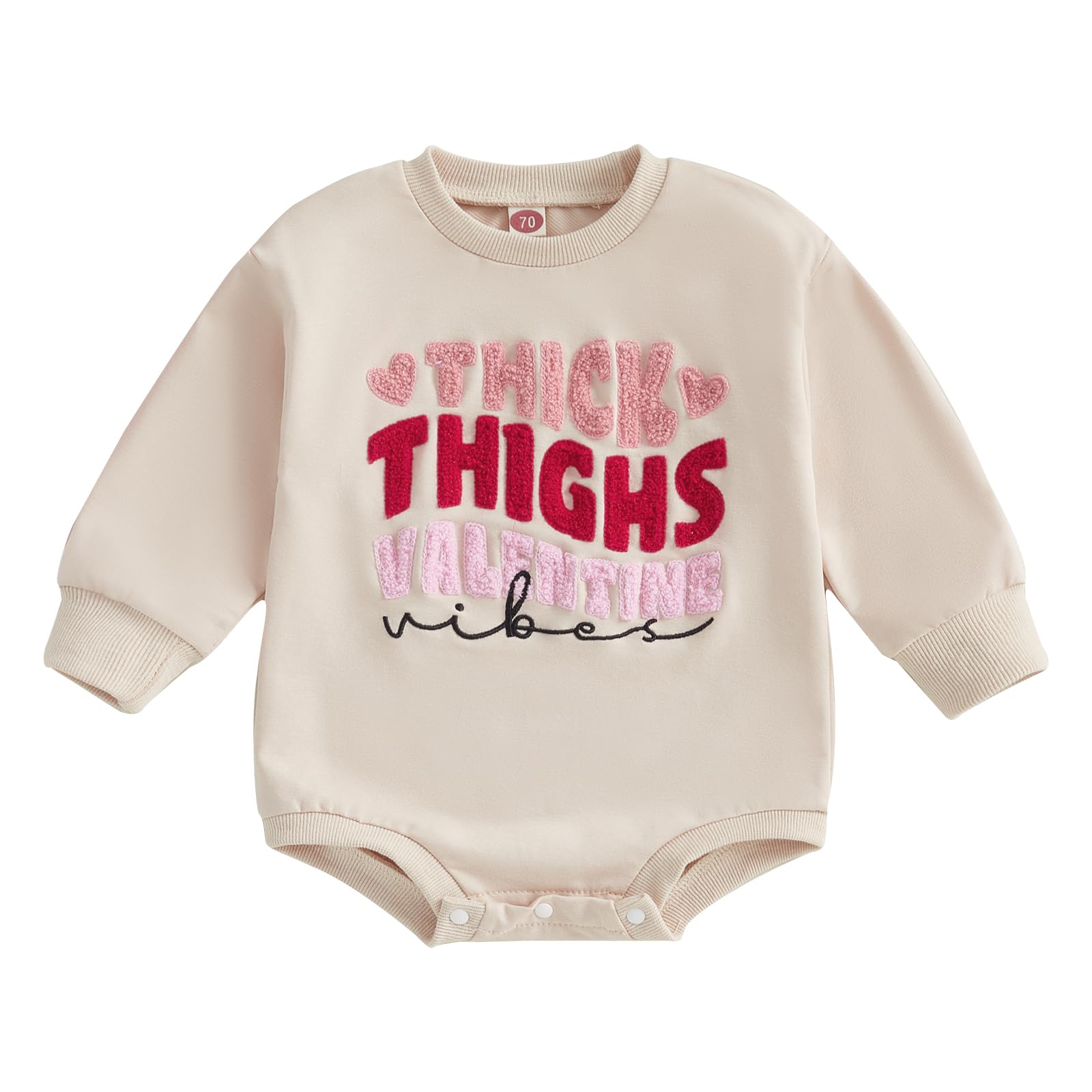 Fiomva Valentines Day Baby Girl Outfit Spring Fall Bubble Romper Infant Oversized Sweatshirt Cute Toddler Sweater Clothes (G Thi