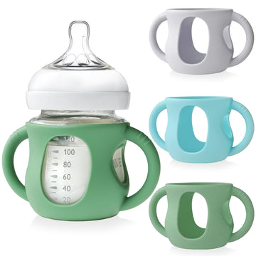 3 Pack Silicone Sleeves For Philips Avent Glass Bottle - Anti Breakage Baby Bottle Holder With Handles For Phillips Avent Glass