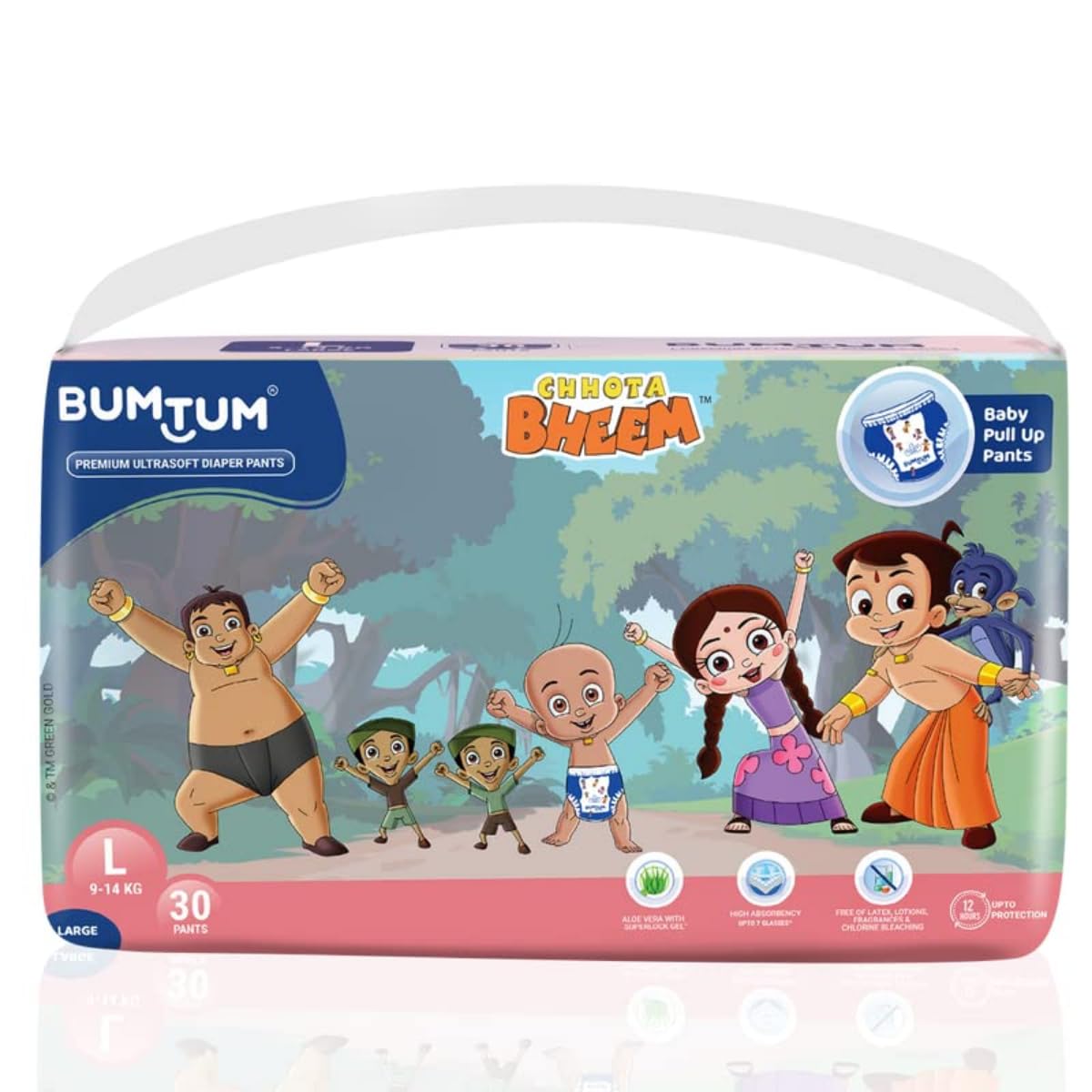 Bumtum Baby Diaper Pants, Large Size, 30 Pcs, Double Layer Leakage Protection Infused With Aloe Vera, Cottony Soft High Absorb T