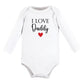 Hudson Baby Unisex Baby Cotton Long-Sleeve Bodysuits, Girl Daddy Red Black, 0-3 Months