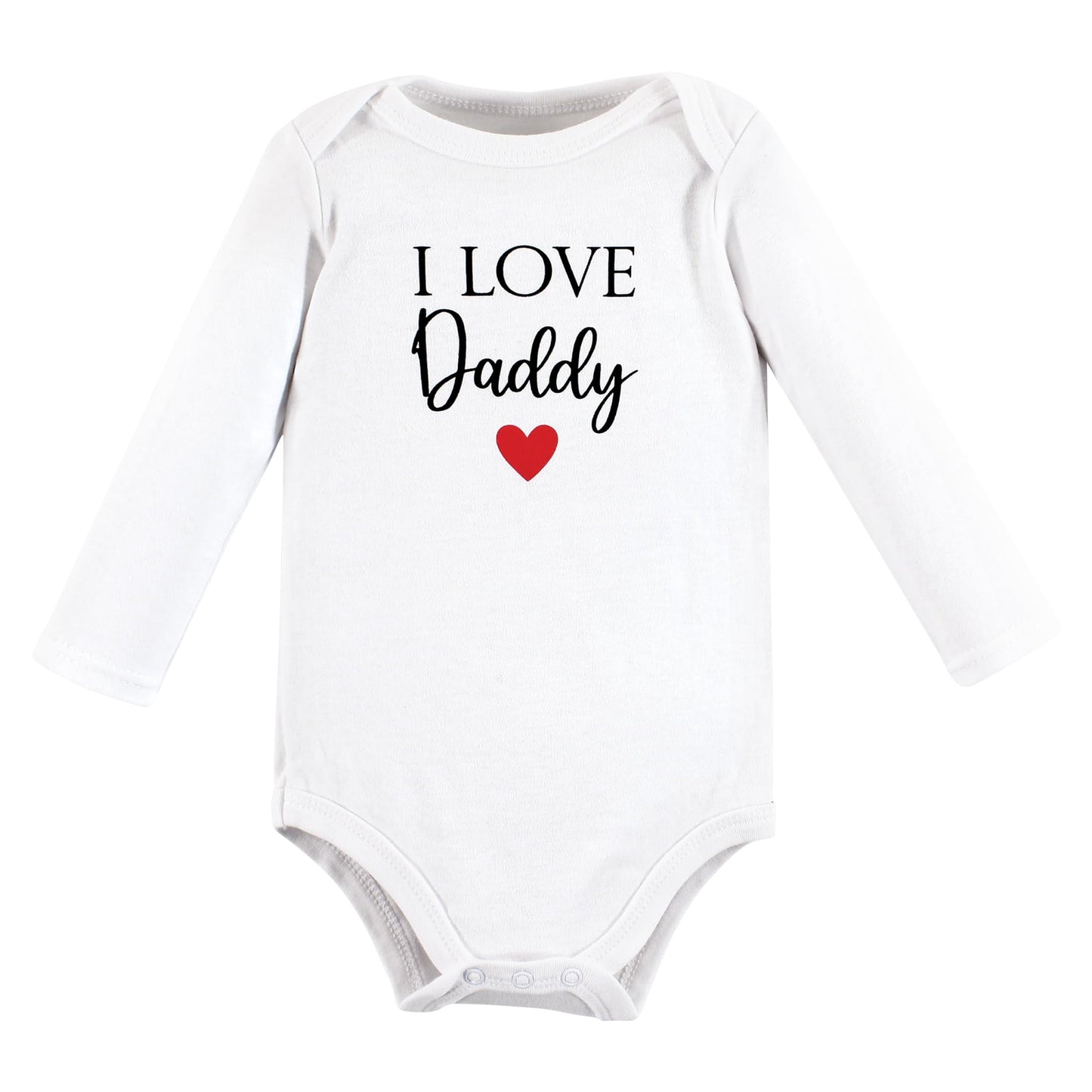 Hudson Baby Unisex Baby Cotton Long-Sleeve Bodysuits, Girl Daddy Red Black, 0-3 Months