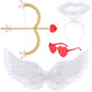 Coume Valentines Day Kids Angel Cupid Costume Set, Cupid Bow And Arrow Feather Wings Headwear Arrows Bow Valentine Heart Rimless