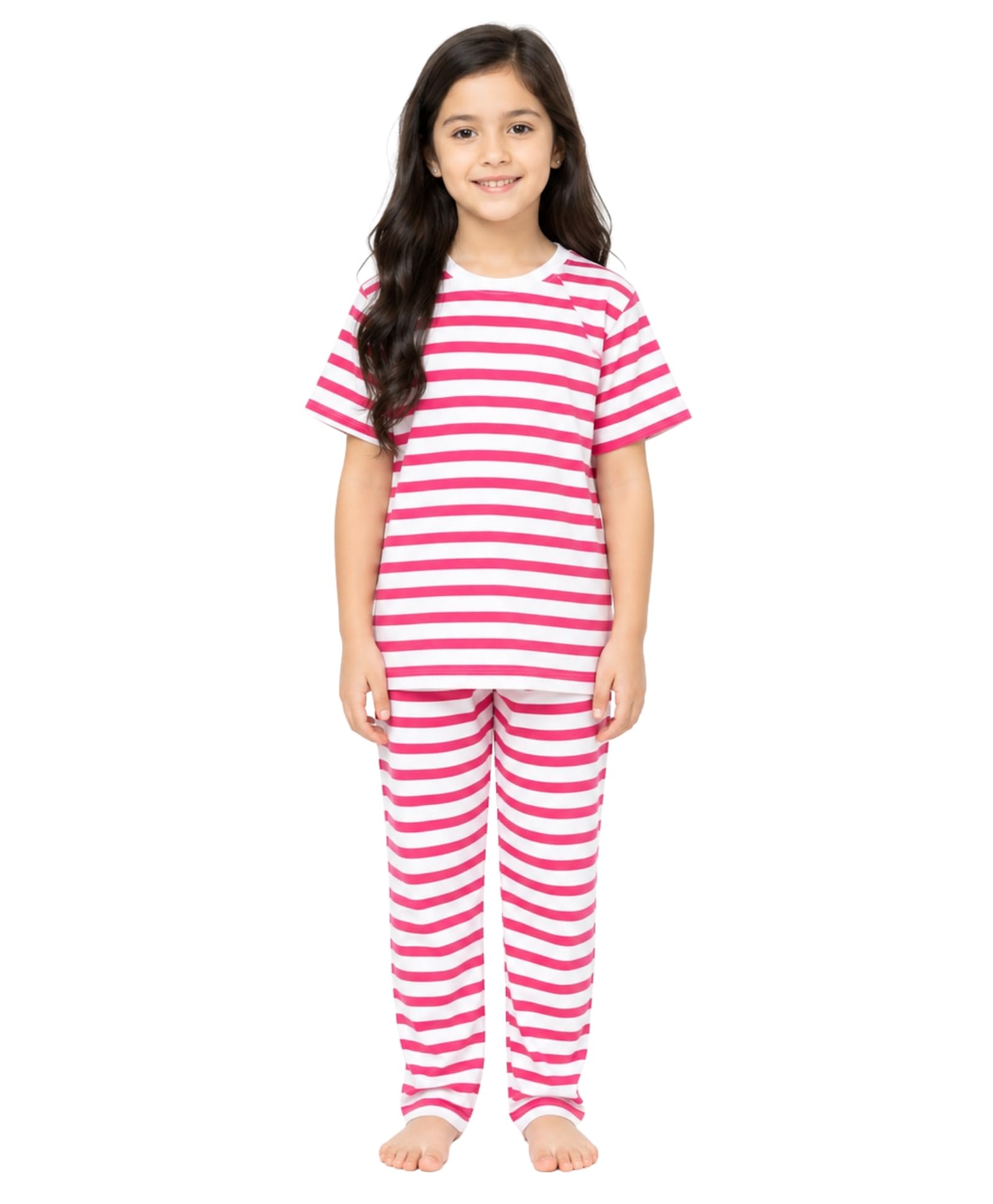OG Kids RED White Stripe Short Girls Sleeve Pyjama Set  RED/White 23 Years
