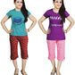 MUKHAKSH (Pack of 2 Sets = 2 Tops + 2 Capris Girls Printed Roatary Night Suit Tops + Capris 3/4, Print May Varyvery Comfortale M