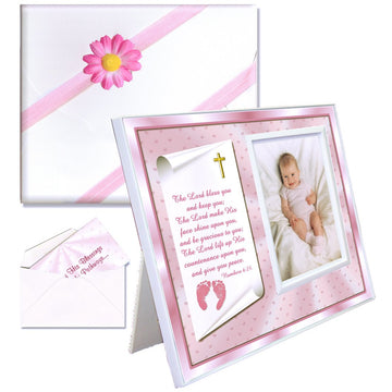 Baptism Christening Gifts Baby Blessing Picture Frame - 'Numbers 6:24-26' - Girl