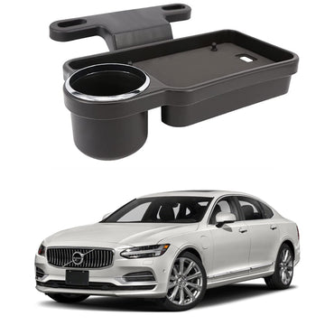 Oshotto (FT04) Foldable Car Auto Headrest Rear Back Seat Table Drink Food Cup Tray Holder Compatible with Volvo S90  Black