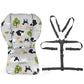 Twoworld Baby High Chair Seat Cushion Liner Mat Pad Cover Resistant And High Chair Straps (5 Point Harness) 1 Suit (Grey Sheep)