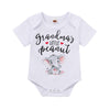 Happy Town Infant Baby Girls Boys Grandma'S Little Peanut Short Sleeve Romper Bodysuit Causal Outfits (White, 0-3 Months)