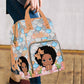 Artsadd Personalized Diaper Bag For Baby Girls, Orange Bow Tie Flower Travel Backpack Custom Multi-Function Mommy Nappy Baby Bag