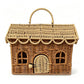 Wicker House Shaped Basket with Lid, Rattan Storage Basket for Picnic or Small Dollhouse, Decorative Woven Basket for Gift Wrapp
