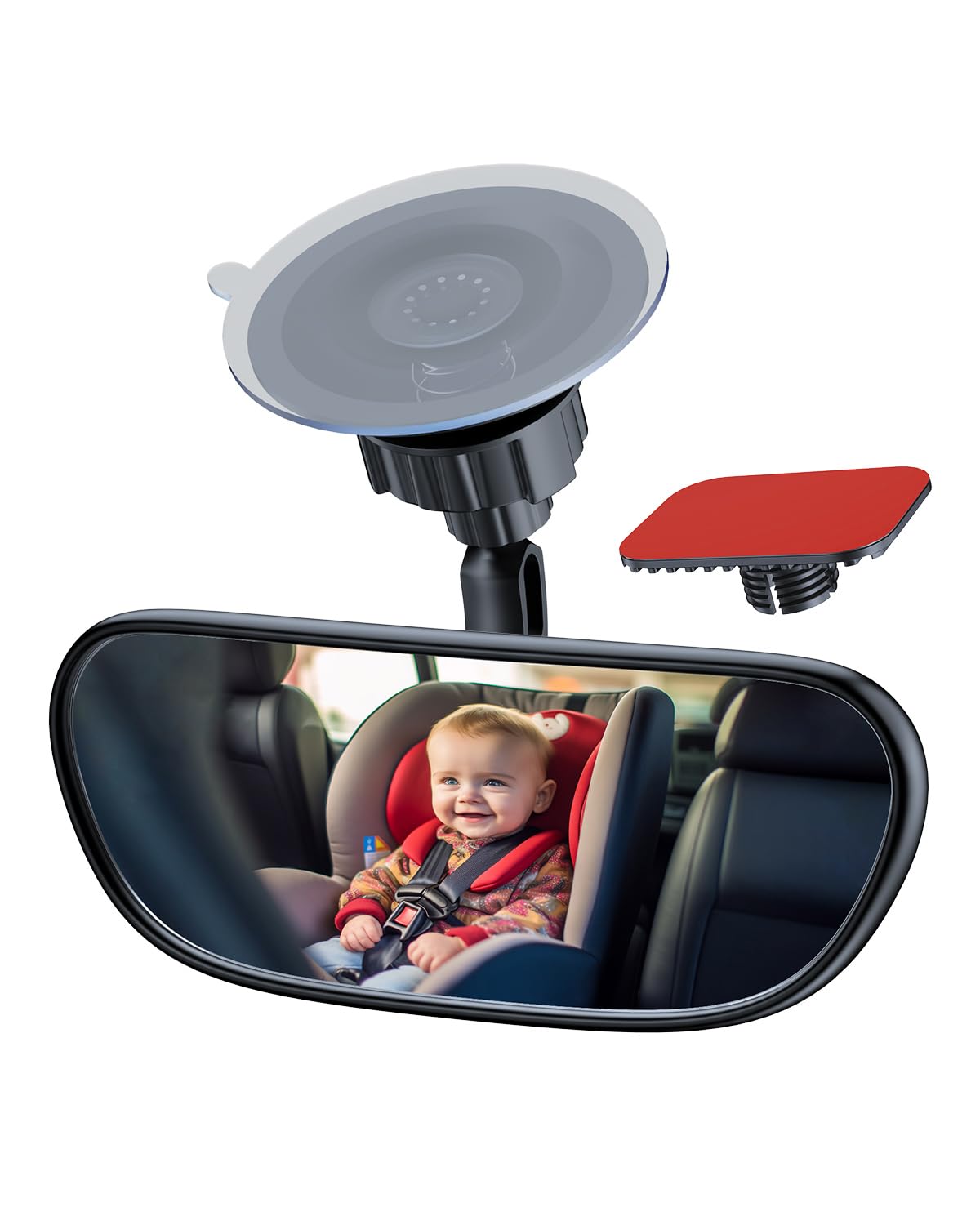 Range Tour Baby Car Mirror on the Front Windshield, 360 Adjustable Wide Angle Convex Rearview for Rear Facing Infant Suction Cup