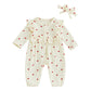 Sasaerucure Infant Baby Girl Valentines Outfit Long Sleeve Heart Jumpsuit Newborn Baby Girl Smocked Bubble Romper + Headband (Ap