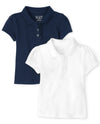 The Children'S Place Baby Girls And Toddler Girls Short Sleeve Ruffle Pique Polo, Tidal/White, 4T