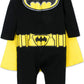 WARNER BROS DC Comics Justice League Batman Infant Baby Boys Zip Up Cosplay Costume Coverall and Cape Batman Coverall (12 Months