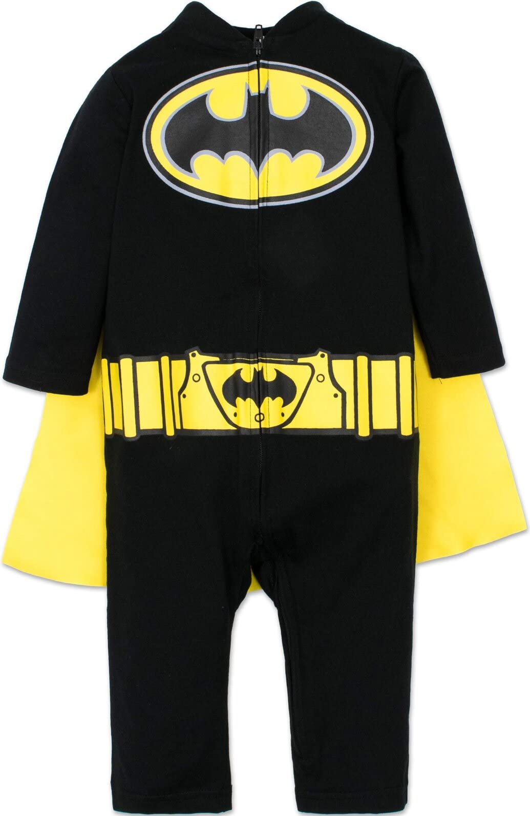 WARNER BROS DC Comics Justice League Batman Infant Baby Boys Zip Up Cosplay Costume Coverall and Cape Batman Coverall (12 Months