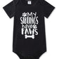 Funnycokid Funny Infant Onsie Romper Baby Boy Girl My Siblings Have Paws Layette Bodysuit Outfits Black 6-12 Months