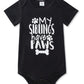 Funnycokid My Siblings Have Paws Onsies Newborn Baby Underwear Romper Short Sleeve Bodysuit Cute Baby Layette Clothes Black 3-6