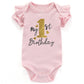 Acwssit Love Nana Papa Baby Boy Clothes Unisex Funny Baby Girl Baby Bodysuit 03 Months, Pink My 1St Birthday, 1218 Months