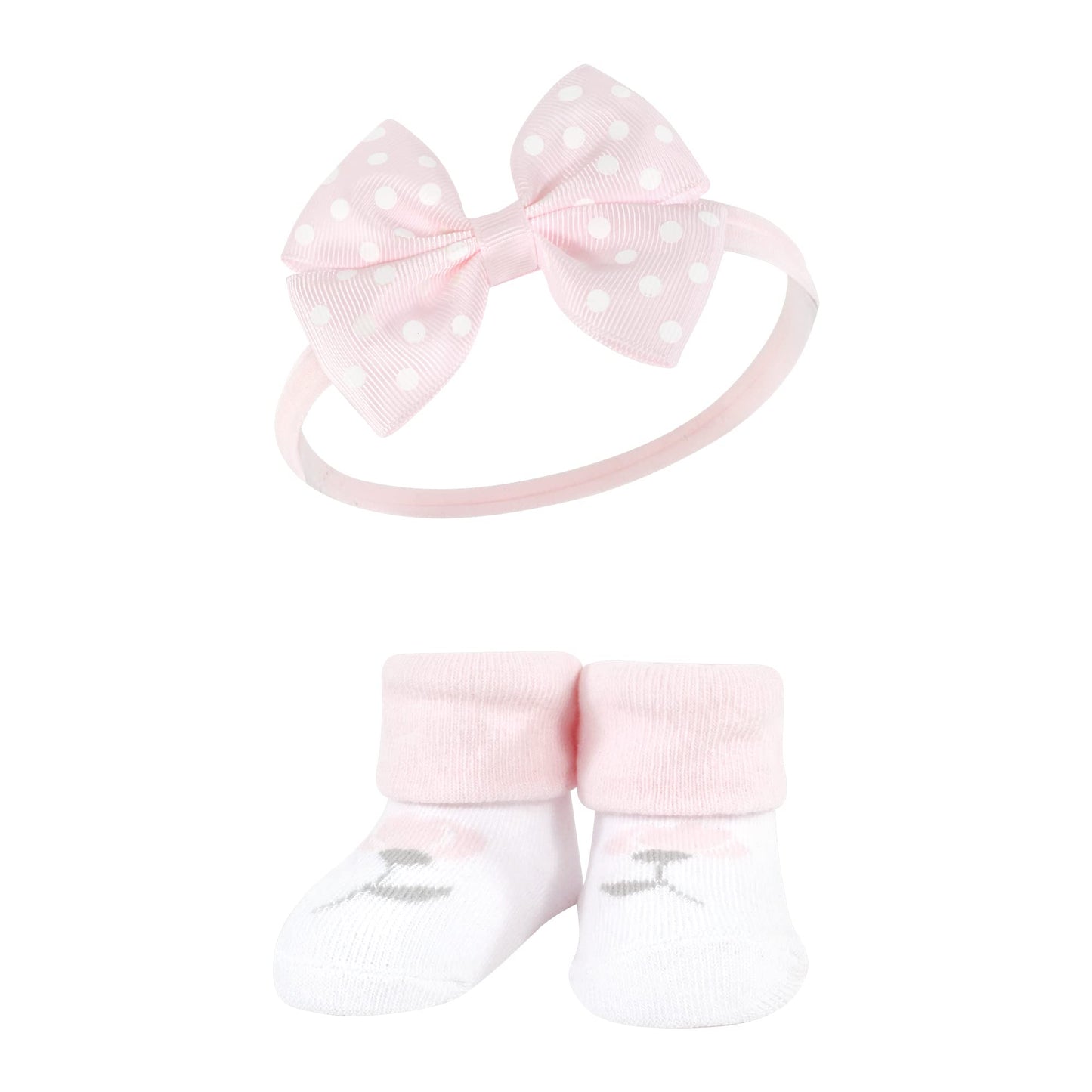 Hudson Baby Baby Girls' Headband And Socks Giftset, Basic Pink Floral, One Size