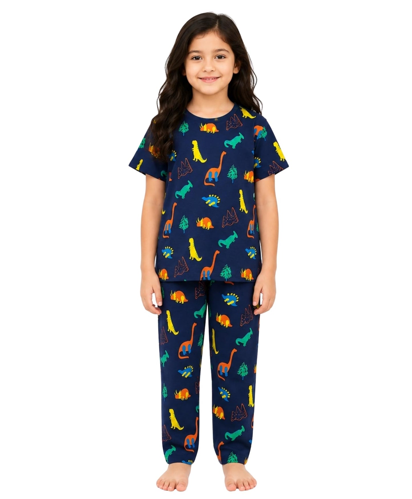 OG Kids Dinosaur Fun Navy Girls Short Sleeve Pyjama Set  Navy 78 Years