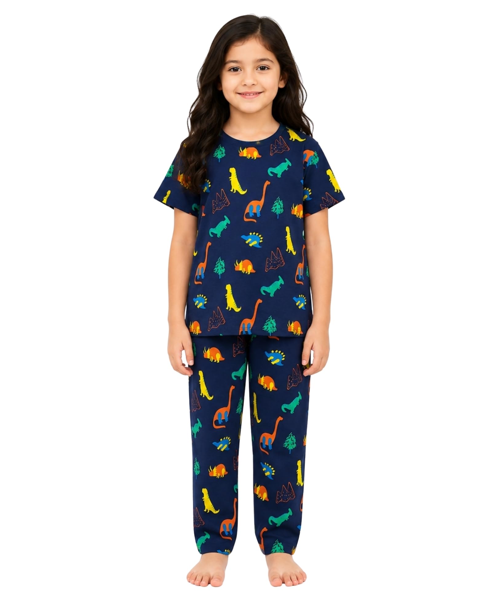OG Kids Dinosaur Fun Navy Girls Short Sleeve Pyjama Set  Navy 78 Years