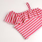 Rufflebutts - Hot Pink Heart One Shoulder Ruffle Tankini - 2T