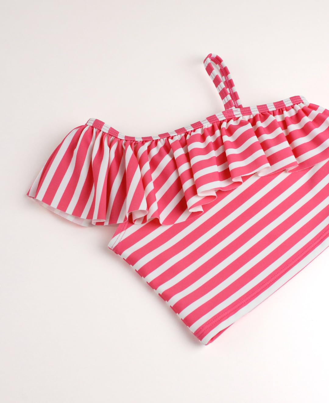 Rufflebutts - Hot Pink Heart One Shoulder Ruffle Tankini - 2T