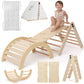 Pikler Triangle Set With Cushion, 8-In-1 Toddler Climbing Toys Indoor, Wooden Montessori Climbing Set With Arch Ramp,Ladder&Tent