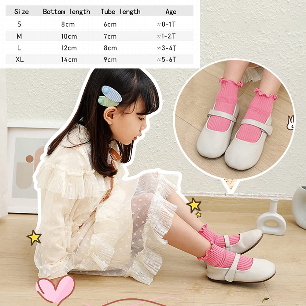 Zumou Toddler Anti Slip Non Skid Socks Little Girls Frilly Ruffle 6 Pairs (5-6 Years, Frilly 6 Pairs)