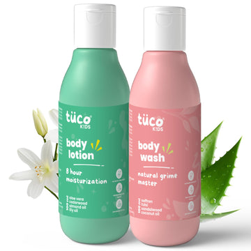 Tuco Kids Body Wash/Shower Gel, Body Lotion Combo | Gently Cleanse, Soothe, And Nourish | Ages 2-5, 5-10, 10-15 | Sls/Sles And P