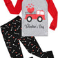 Boys Pajamas Valentines Day Clothes Fire Truck With Love Heart Pjs Toddler Sleepwear Kids Pant Set 3T