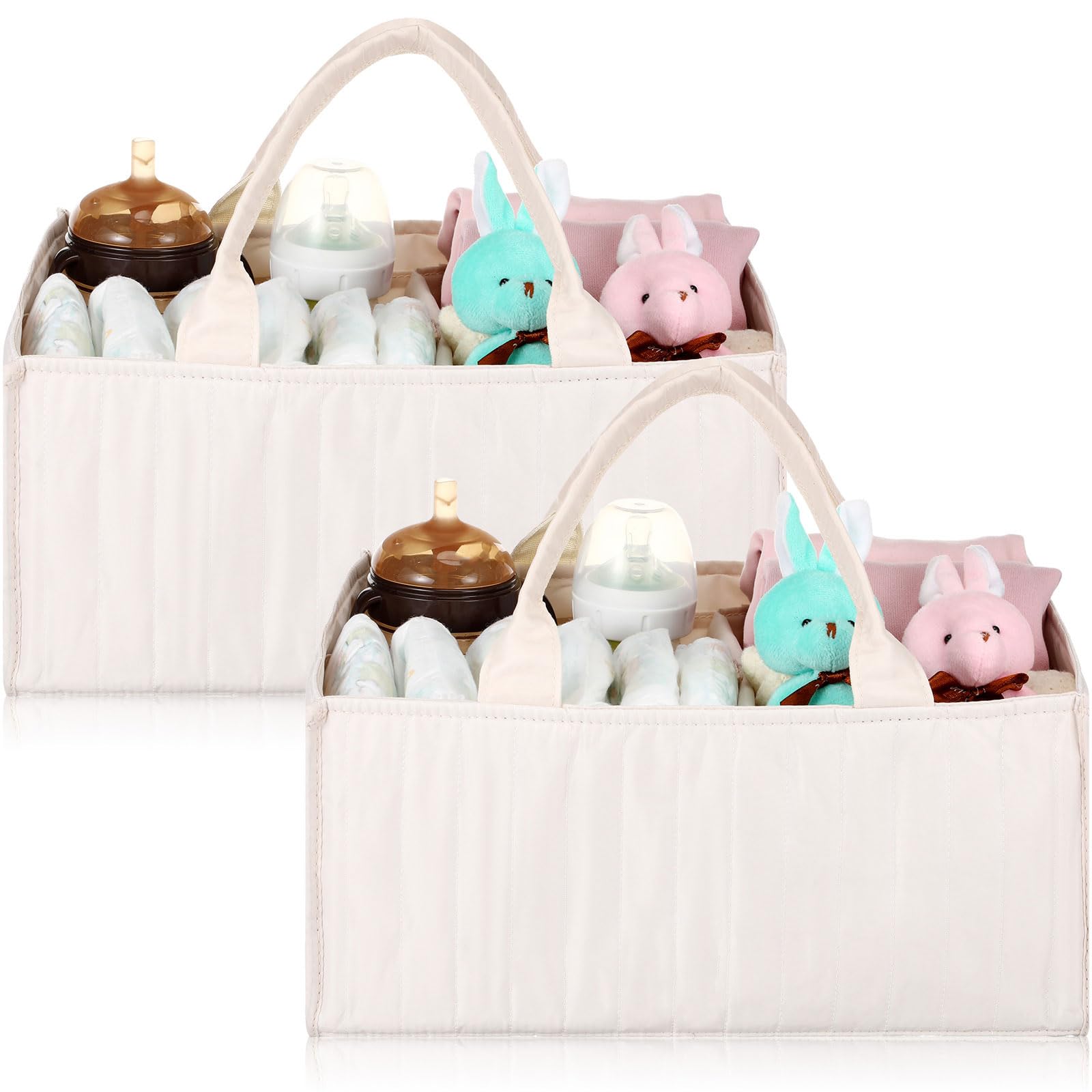 Ripeng 2 Pcs Large Baby Diaper Caddy Organizer with Handle, Babies Stylish Storage Basket for Newborn Nursery Essentials and Dia