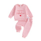 Thorn Tree My First Valentines Day Baby Girl Outfit Long Sleeve Newborn Sweater Pants Fall Winter Clothes Toddler Outfits (Pink 