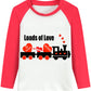 Ddsol Toddler Little Boy Valentine Day T-Shirt Baby Kid Red White Loads Of Love Heart Train Print Monster Truck Shirt Raglan Lon