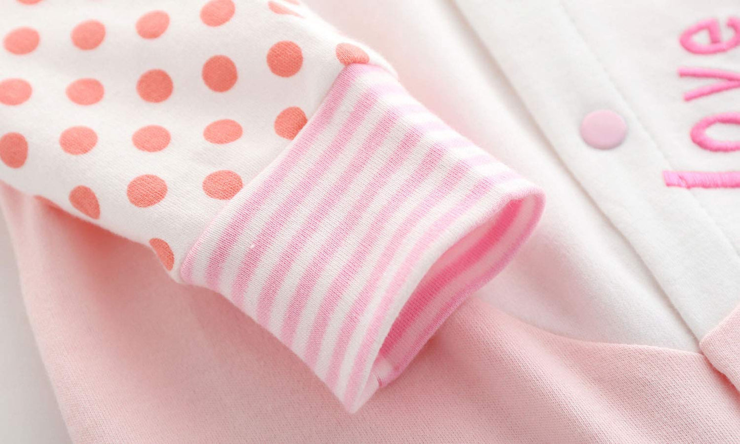 Baby Spring Summer Jacket Coat Loose Skinny One Piece Romper For 3-6 Month Baby Girls Pink Dots