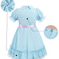 Cr Rolecos The Grady Twins Costume For Kids Girls Blue Creepy Sister Scary Doll Dress Halloween Party B140