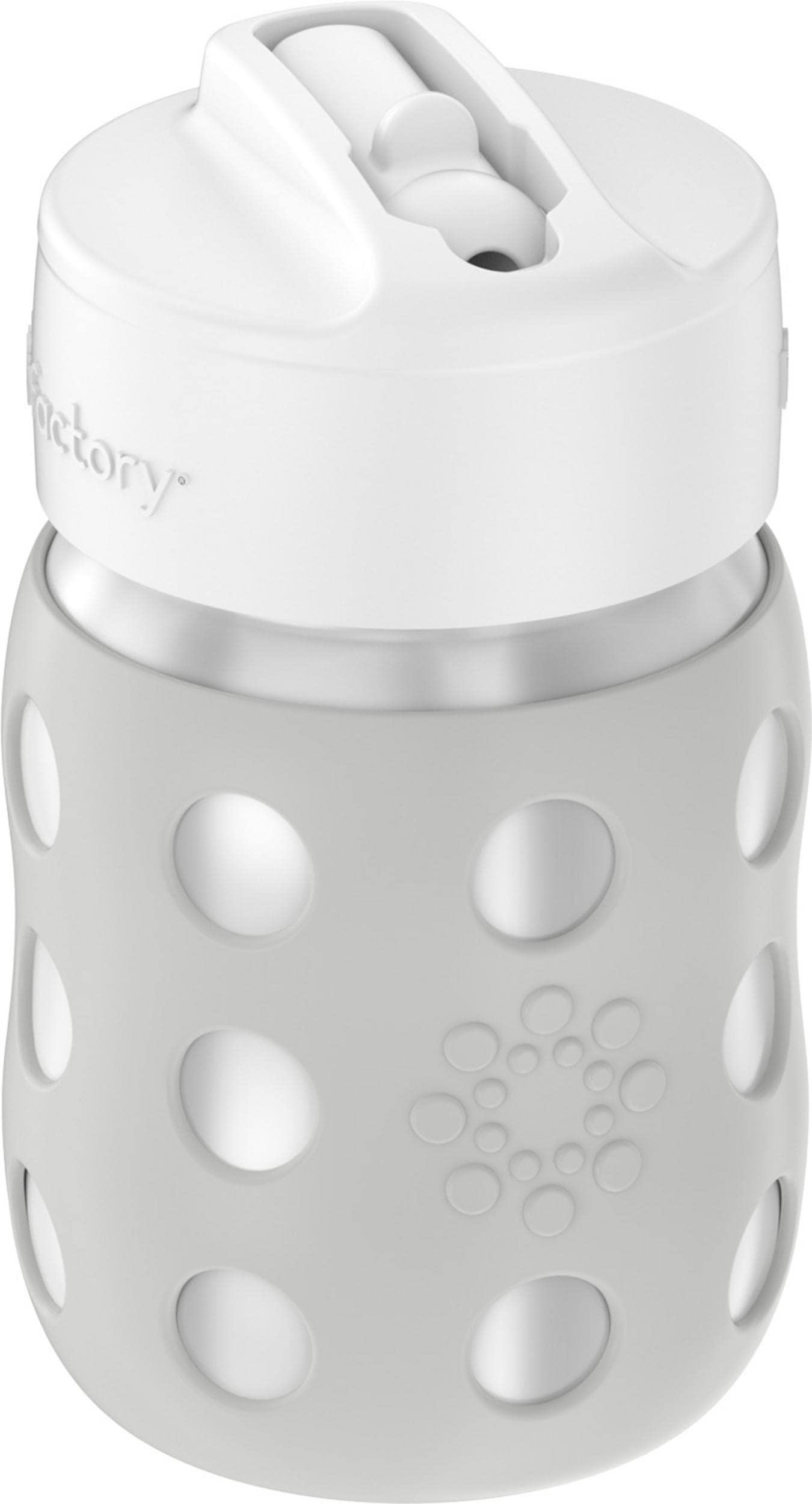 Lifefactory 8-Ounce Stainless-Steel Vacuum-Insulated Wide-Neck Baby Bottle With Straw Cap, Stone Gray (Ls2241Wcg4)