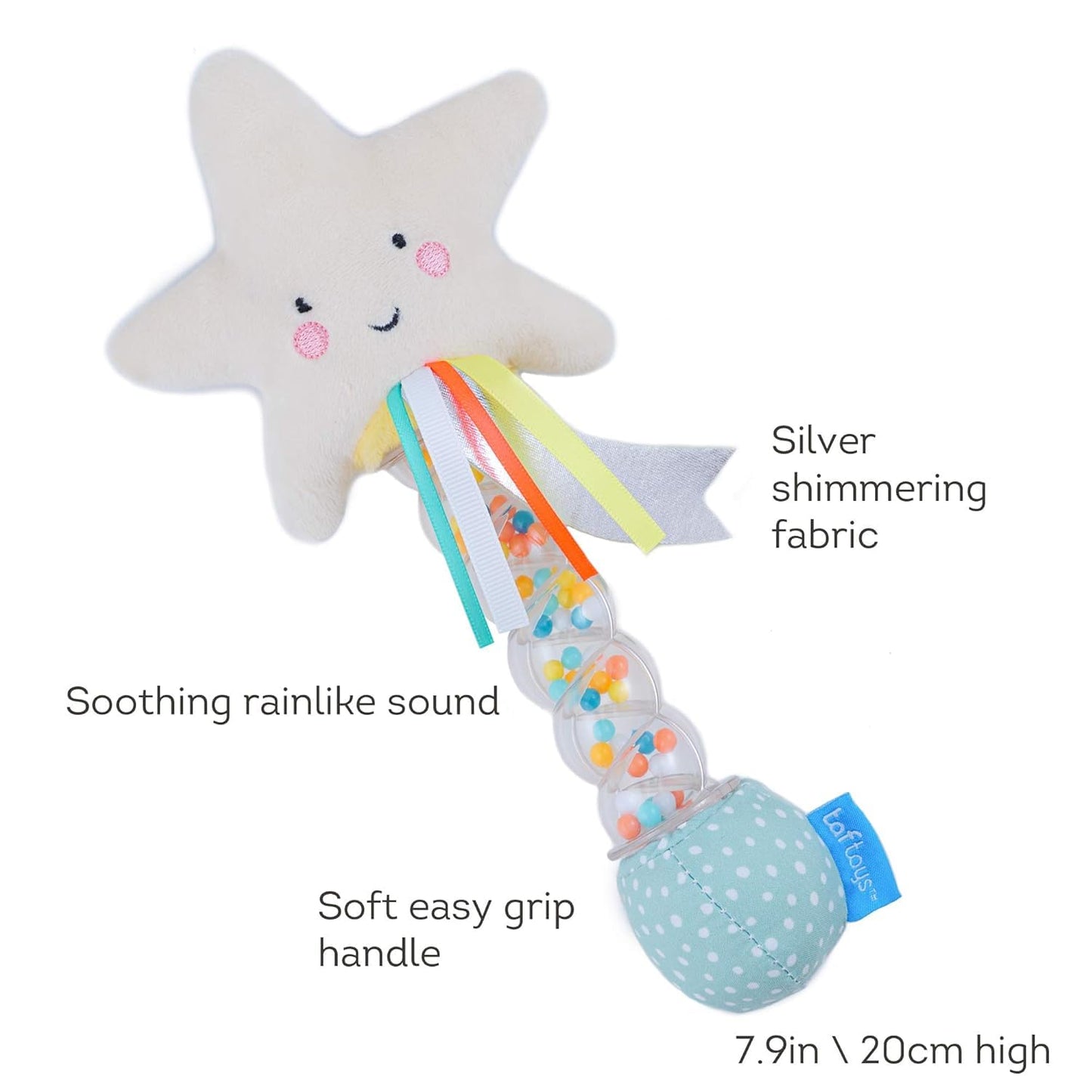 Taf Toys Star Rainstick Rattle, Musical Shake & Rattle Rainmaker Toy, Musical Instrument for Babies and Toddlers for Sensory and