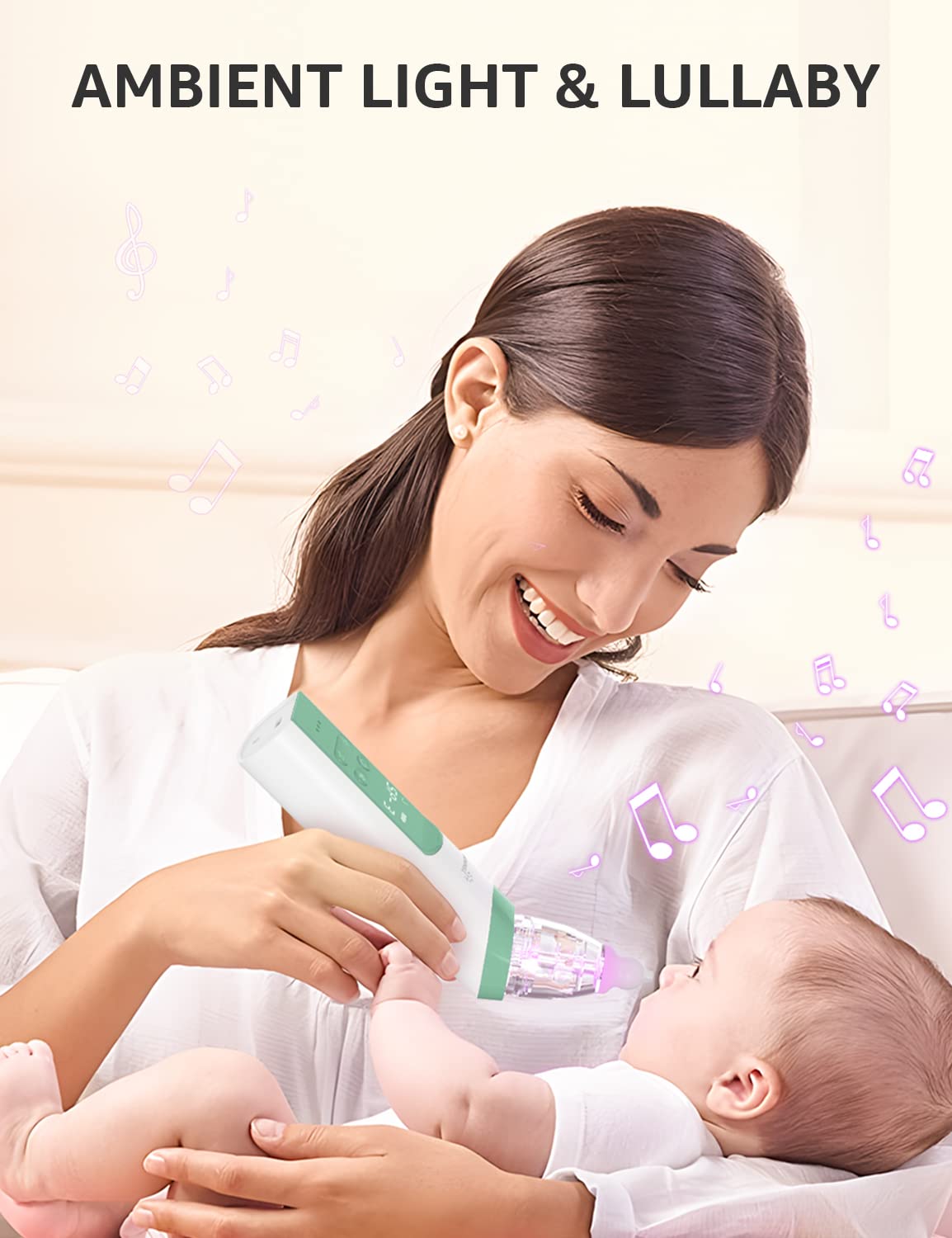 Grownsy Nasal Aspirator For Baby, Electric Nose Aspirator For Toddler, Baby Nose Sucker, Automatic Nose Cleaner With 3 Silicone