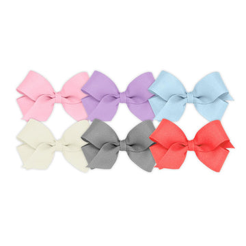 Wee Ones Girls' 6 Piece Set Solid Grosgrain Variety Pack On A Weestay No-Slip Hair Clip, Mini, Pearl Pink, Light Orchid, Millenn