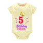 Baby Wish Monthly Birthday Milestone Romper For BoyS And GirlS Dress Happy Birthday Bodysuit Half Sleeve Rompers For Fifth Month